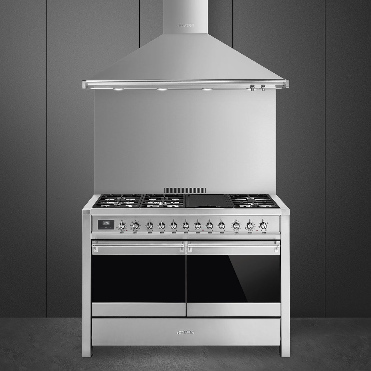 Smeg Opera A4-81 Dual Fuel Range Cooker with Gas Hob - Stainless Steel
