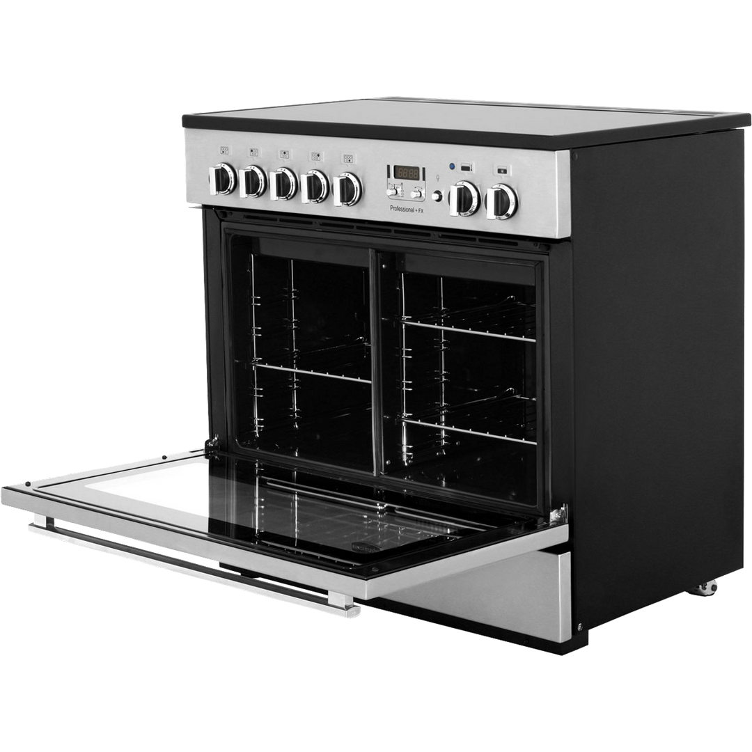 Rangemaster Professional Plus FX PROP90FXEISS/C 90cm wide Electric Range Cooker with Induction Hob - Stainless Steel - A Rated Non Split Single Door