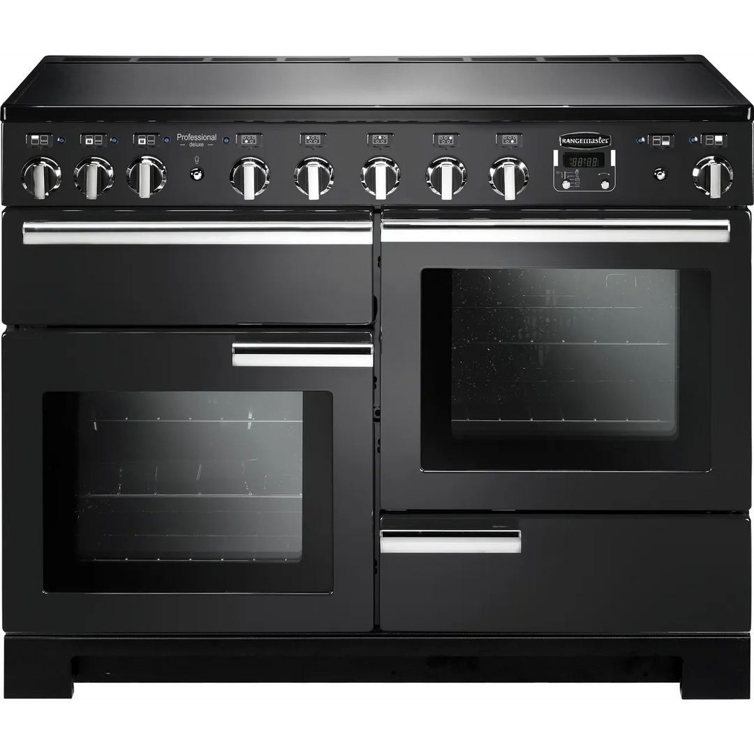 Rangemaster Professional Deluxe PDL110EICB/C 110cm Electric Range Cooker with Induction Hob - Charcoal Black - A/A/A Rated