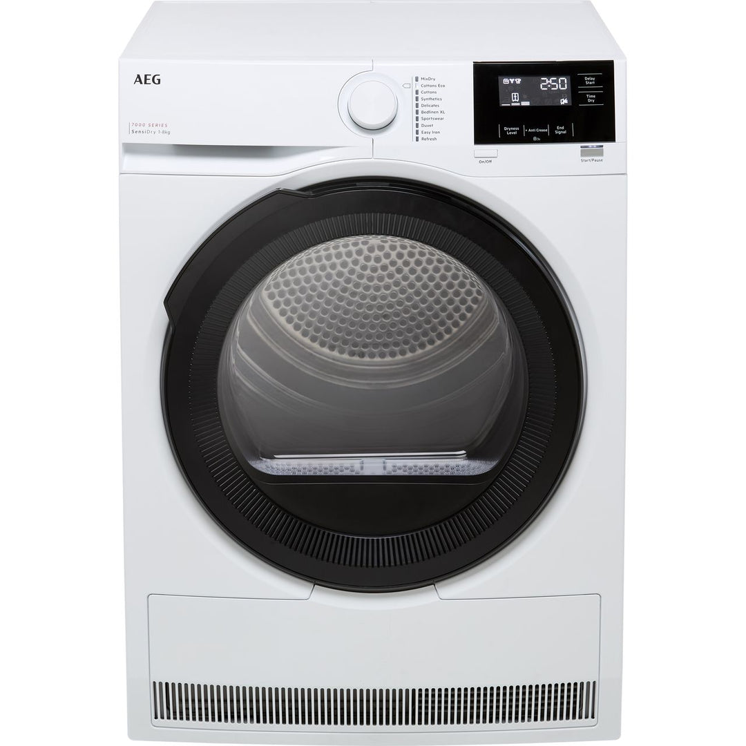 AEG SensiDry® Technology TR718L4B 8Kg Heat Pump Tumble Dryer - White - A++ Rated
