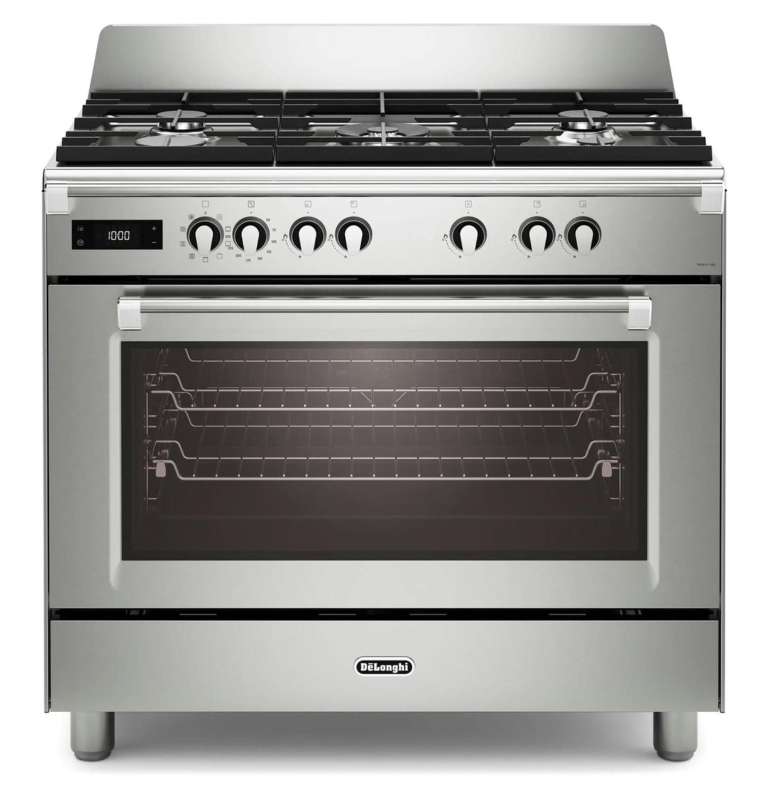 DeLonghi BS965MXX 90cm Wide Bassano Dual Fuel Range Cooker in Stainless Steel