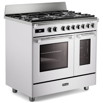 DeLonghi BS965TMXW 90cm Wide Bassano Dual Fuel Range Cooker in White