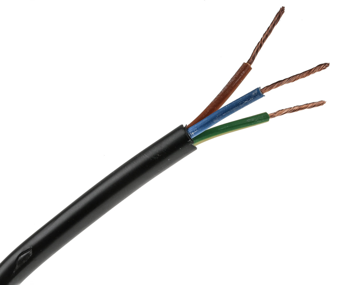 TieDex UK 3 Core Power Cable, Black 1mm² 60 °C, 100 m Polyvinyl Chloride