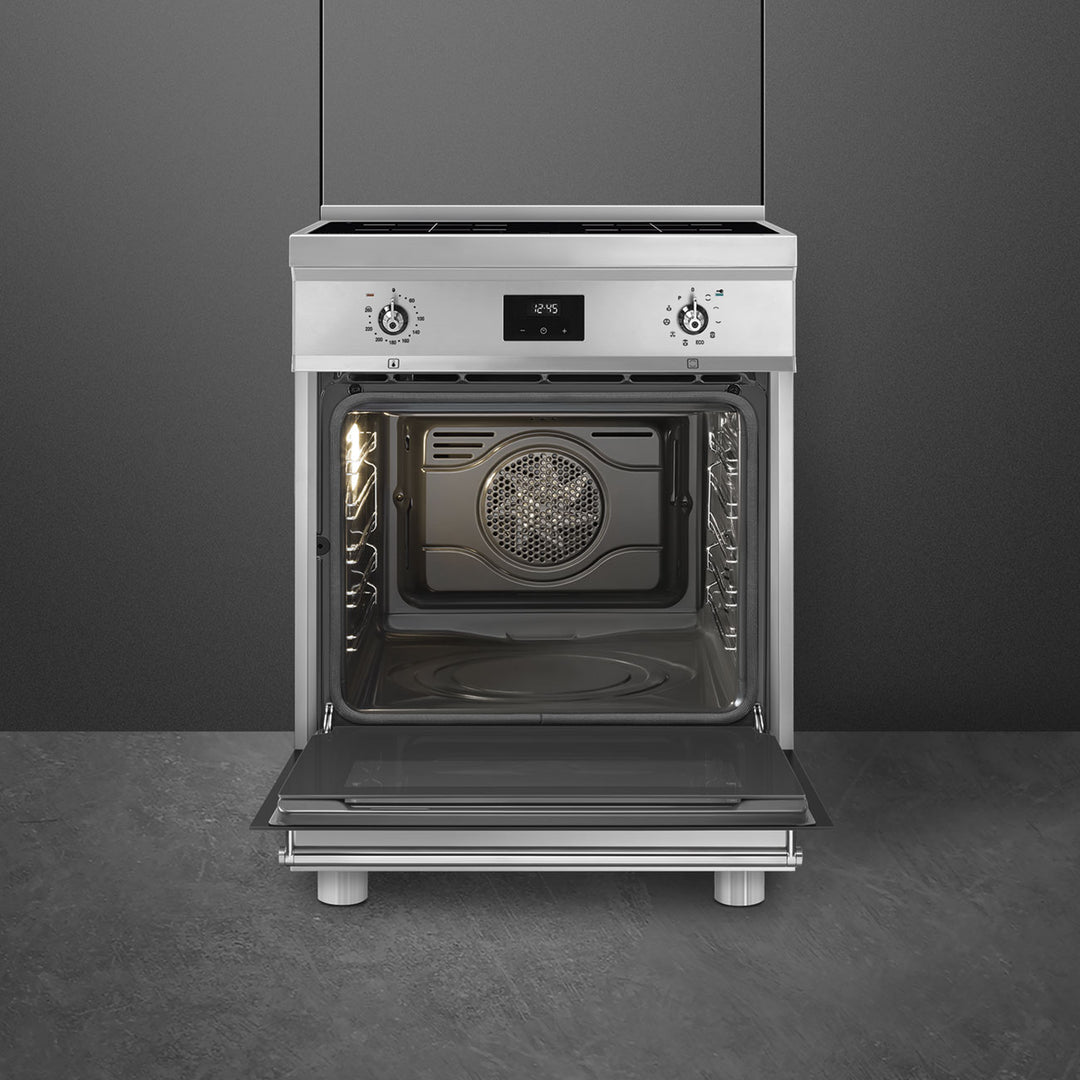 Smeg Concert C6IPXT2 60cm Wide Electric Cooker with Induction Hoband Pyrolytic Cleaning - Stainless Steel