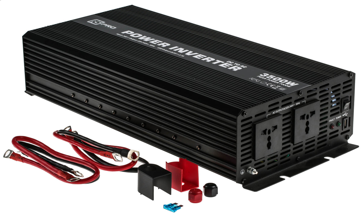 TieDex UK 3500W Power Inverter, 24V dc Input, 230V ac Output