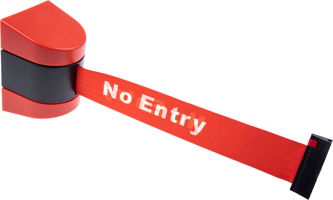 TieDex UK Black, Red Safety Barrier, Red Tape, Plastic, Polyester, Retractable Barrier, 4.6 m