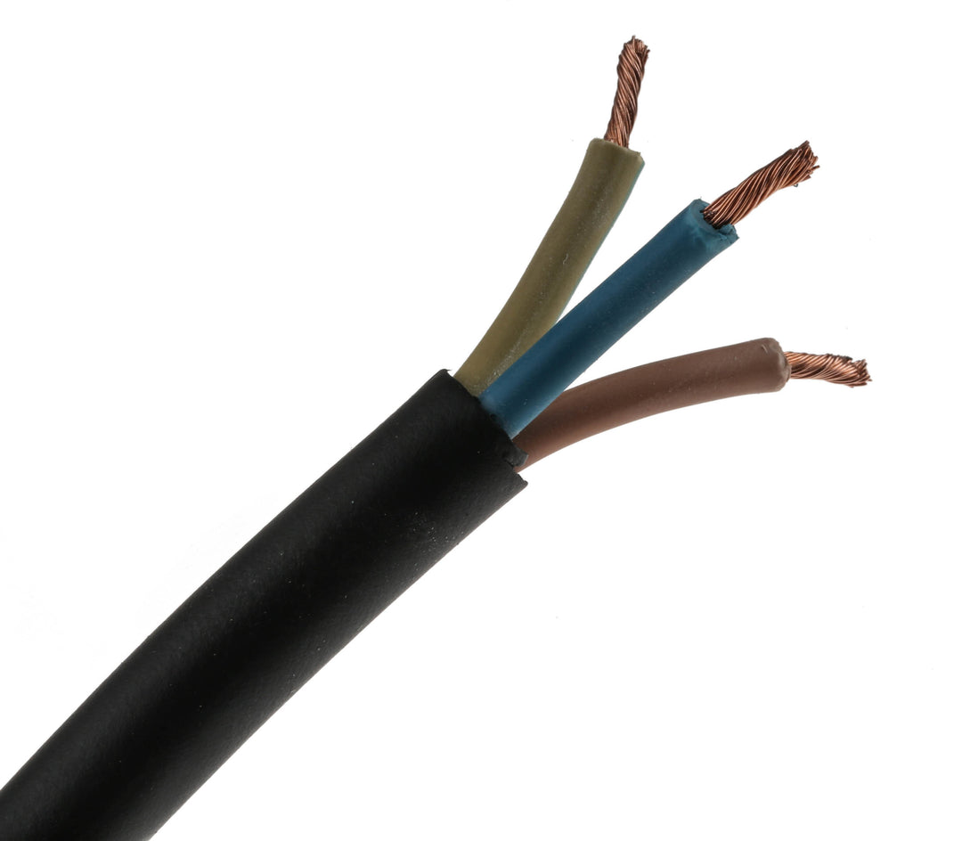 TieDex UK H05RR-F 3 Core Power Cable, Black 2.5mm² 60 °C, 100 m CPE