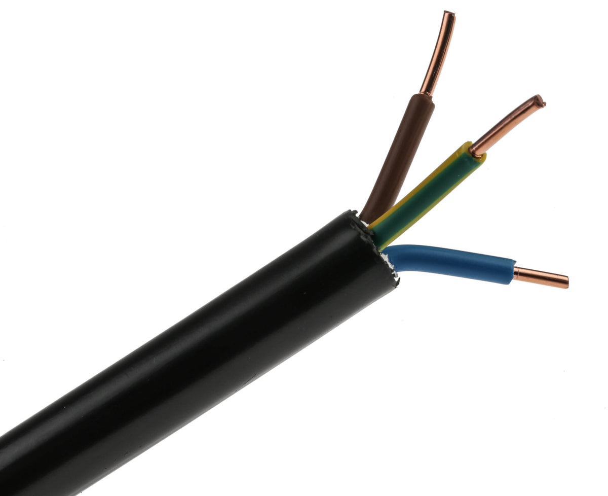 TieDex UK 3 Core Power Cable, Black 2.5mm² 70 °C, 50 m Polyvinyl Chloride