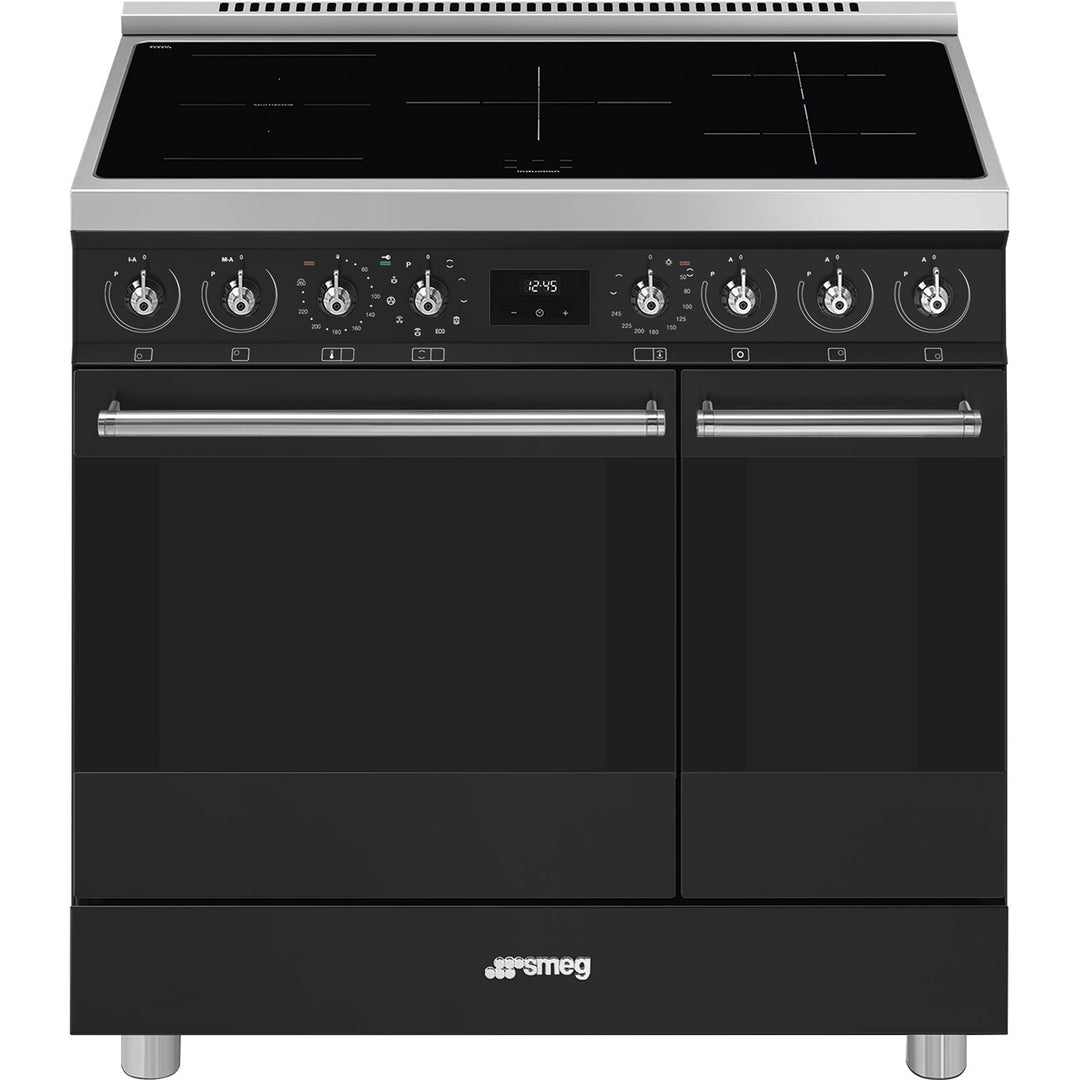 Smeg Symphony C92IPMB2 90cm wide Electric Range Cooker with Induction Hob and Pyrolytic Cleaning - Matt Black