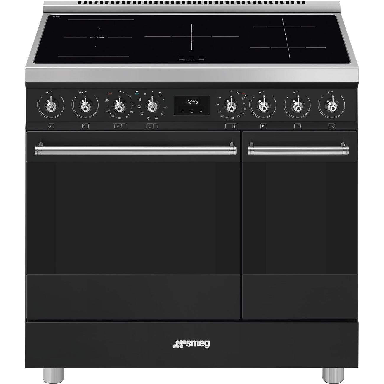 Smeg Symphony C92IPMB2 90cm wide Electric Range Cooker with Induction Hob and Pyrolytic Cleaning - Matt Black