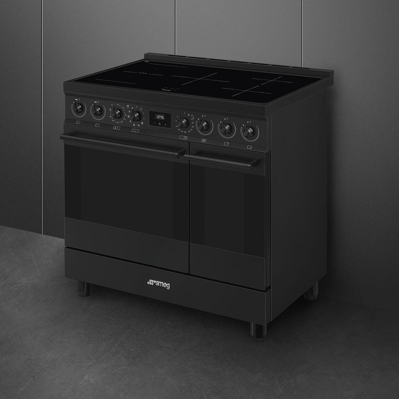 Smeg Symphony C92IPN2 90cm wide Electric Range Cooker with Induction Hob and Pyrolytic Cleaning - Matte Black