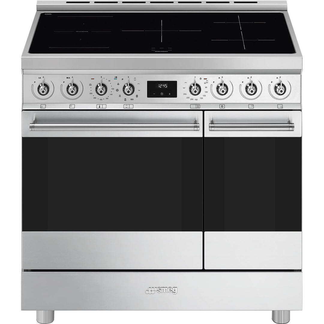 Smeg Symphony C92IPX2 90cm wide Electric Range Cooker with Induction Hob and Pyrolytic Cleaning - Stainless Steel