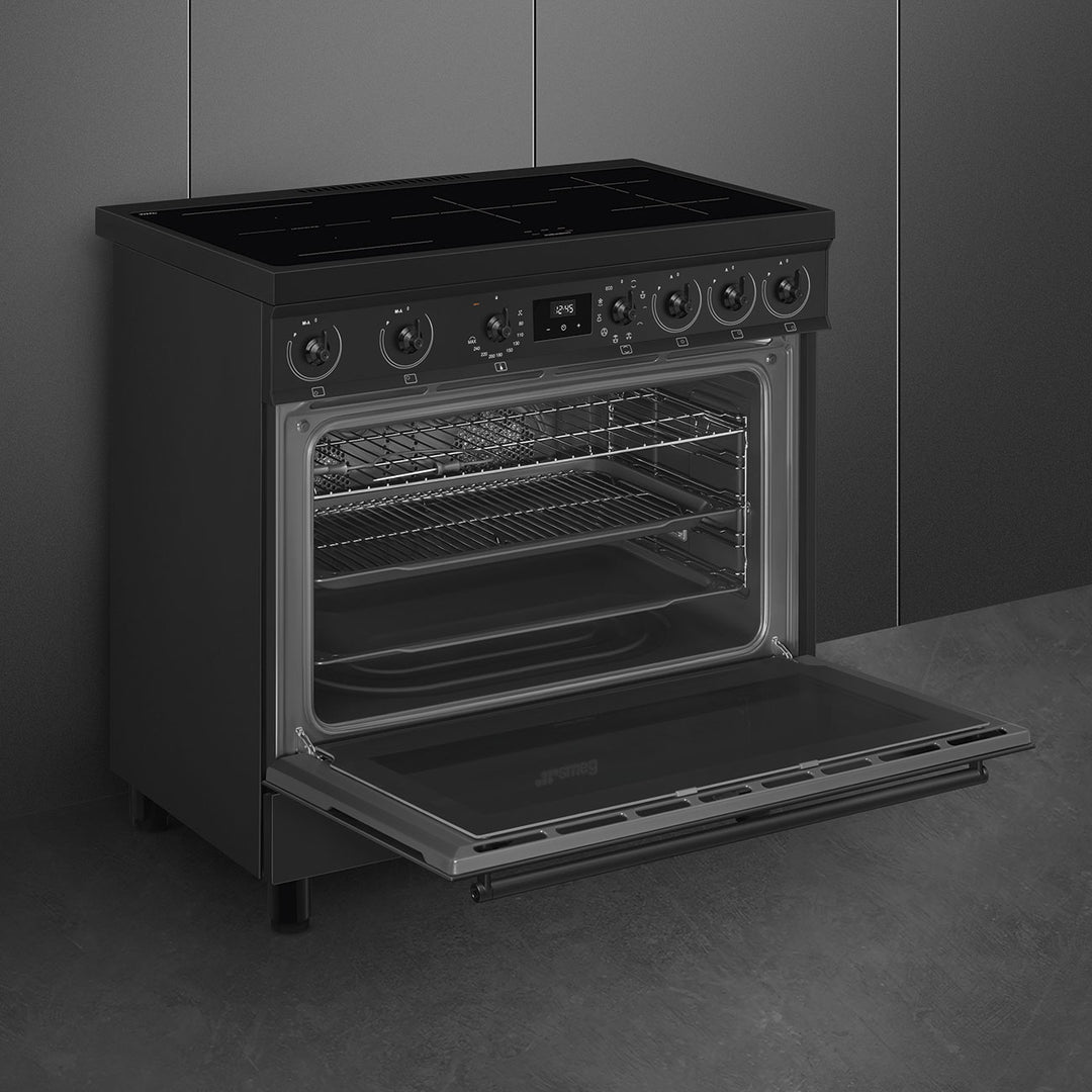 Smeg Concert C9IMN2 90cm wide Electric Range Cooker with Induction Hob - Matt Black