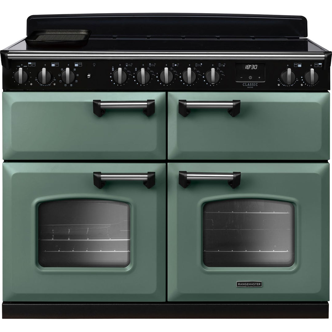 Rangemaster Classic Deluxe BC CLDLB110EIPMGR/CM1 110cm wide Electric Range Cooker with Induction Hob - Mineral Green / Chrome