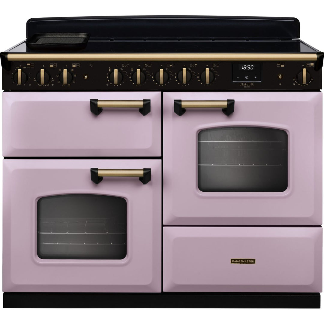 Rangemaster Classic Deluxe OC CLDLO110EIPHTH/AB1 110cm wide Electric Range Cooker with Induction Hob - Heather / Antique Brass