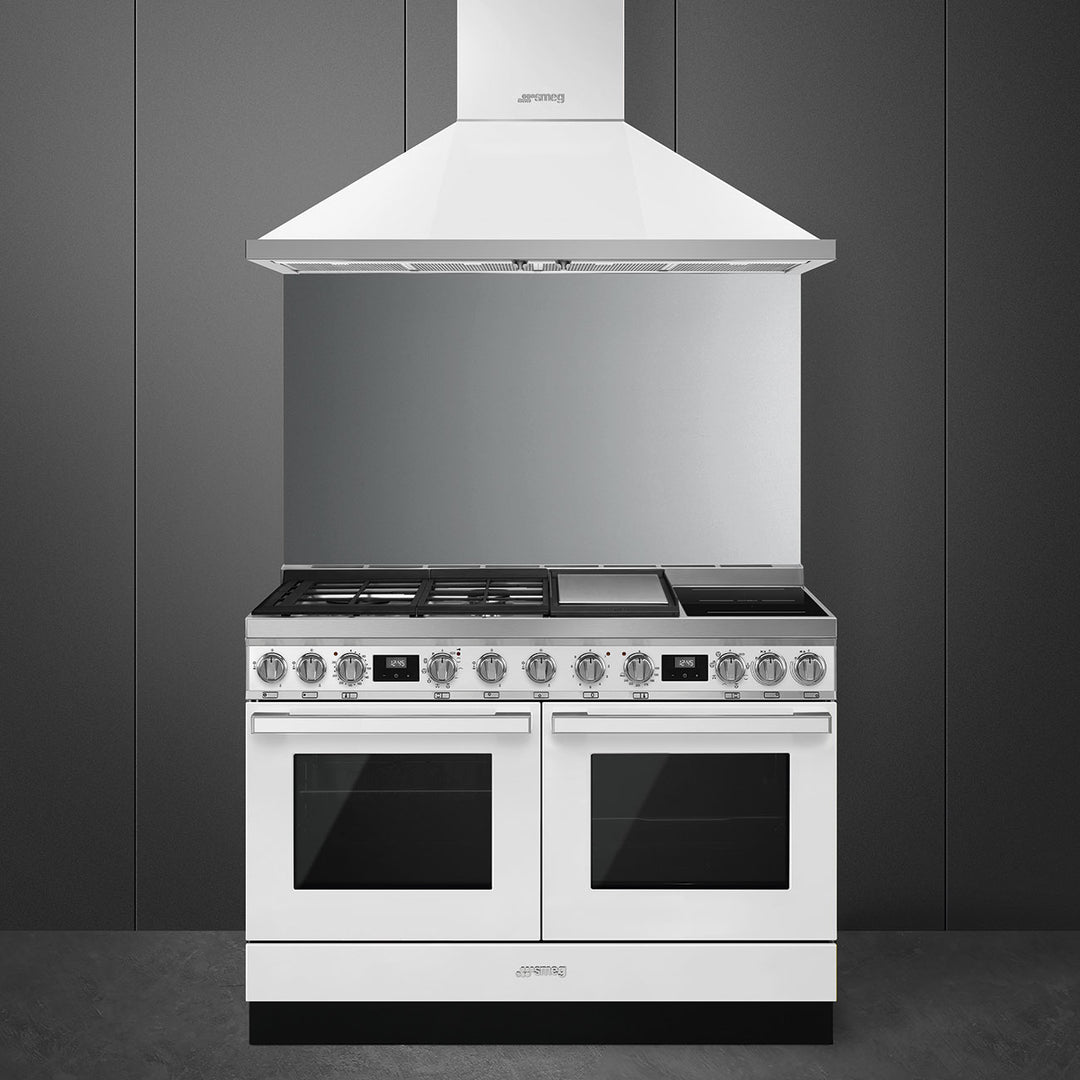 Smeg Portofino CPF120IGMPWH Dual Fuel Range Cooker with Mixed Fuel Hob and Pyrolytic Cleaning - White