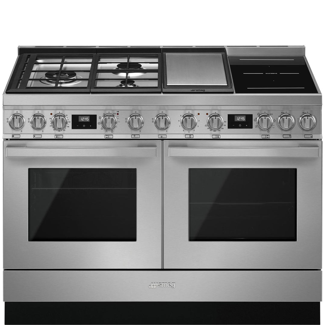 Smeg Portofino CPF120IGMPX Dual Fuel Range Cooker with Mixed Fuel Hob and Pyrolytic Cleaning - Stainless Steel