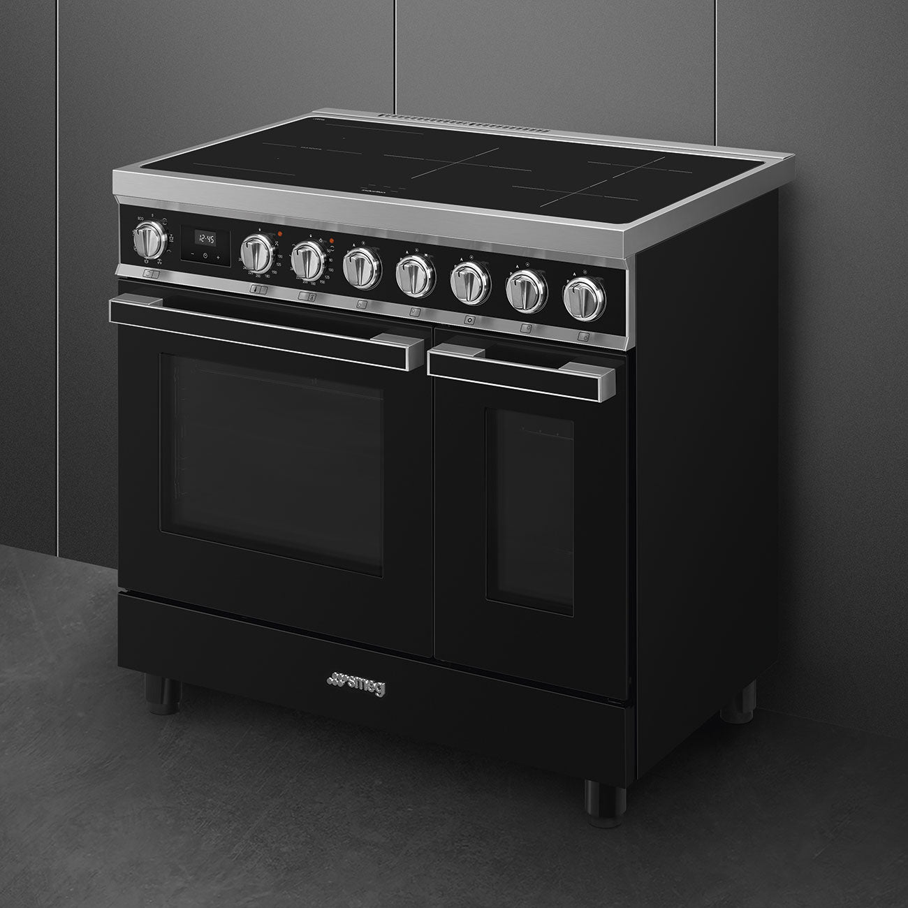 Smeg Portofino CPF92IMBL 90cm wide Electric Range Cooker with Induction Hob - Black