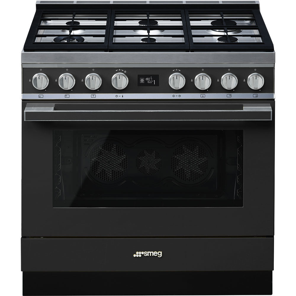 Smeg Portofino CPF9GPAN 90cm wide Dual Fuel Range Cooker with Gas Hob and Pyrolytic Cleaning - Anthracite