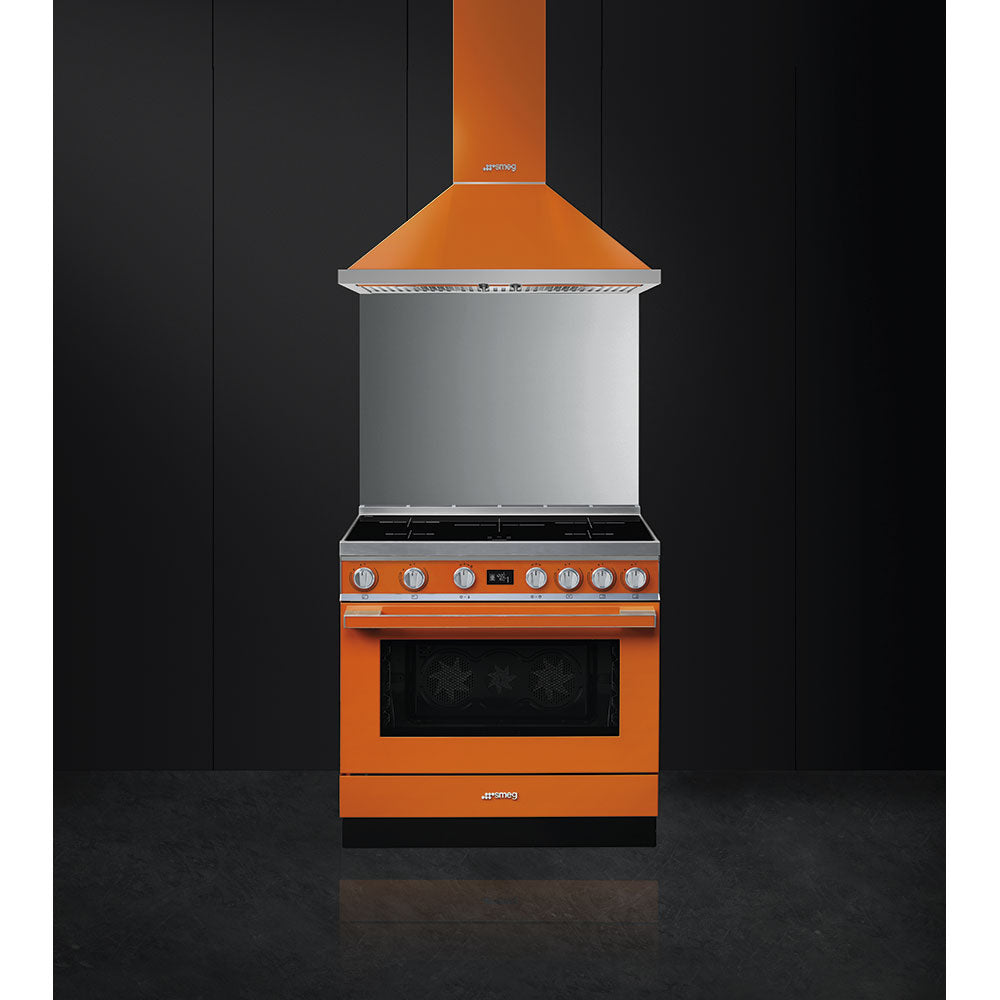Smeg Portofino CPF9iPOR 90cm wide Electric Range Cooker with Induction Hob and Pyrolytic Cleaning - Orange