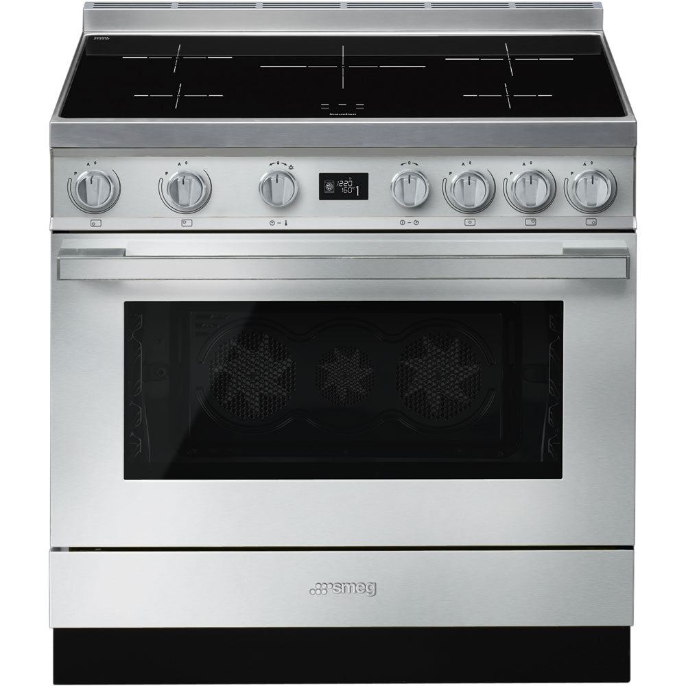 Smeg Portofino CPF9iPX 90cm wide Electric Range Cooker with Induction Hob and Pyrolytic Cleaning - Stainless Steel