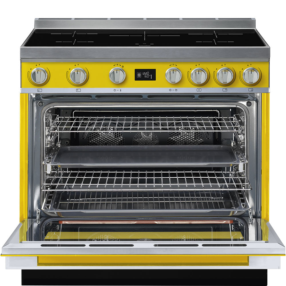 Smeg Portofino CPF9iPYW 90cm wide Electric Range Cooker with Induction Hob and Pyrolytic Cleaning - Yellow