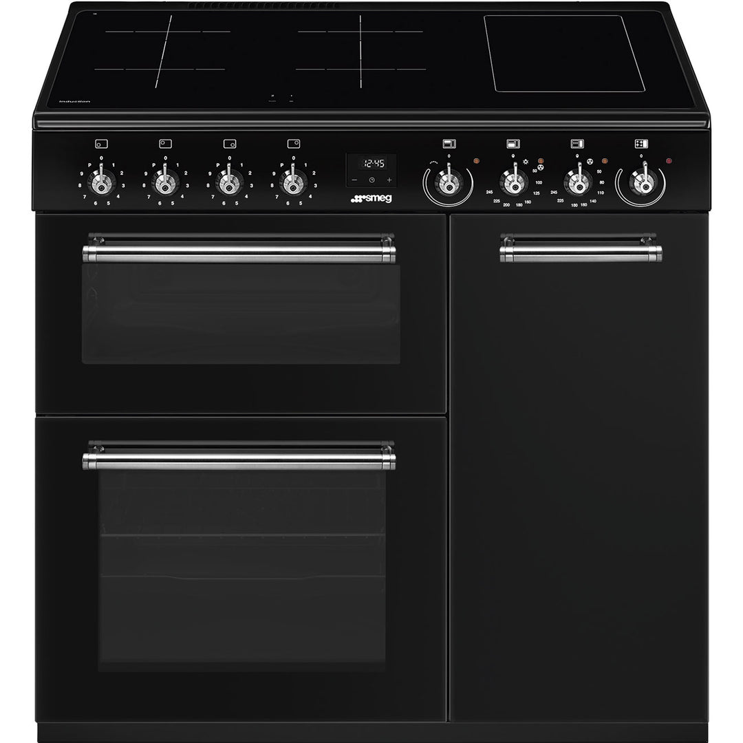Smeg Concert CX93IMBL 90cm wide Electric Range Cooker with Induction Hob - Black