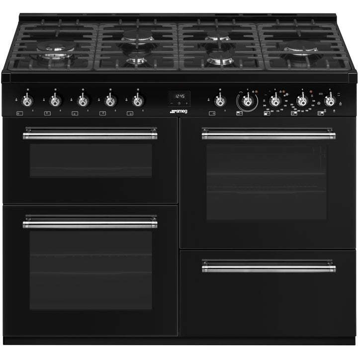 Smeg Concert CX113GMBL 110cm wide Dual Fuel Range Cooker with Gas Hob - Black