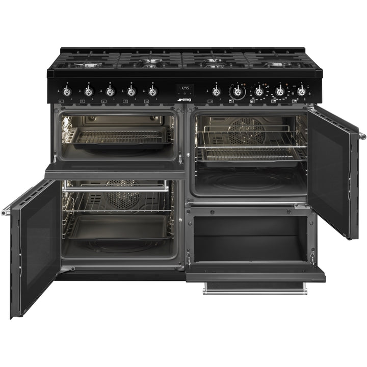Smeg Concert CX113GMBL 110cm wide Dual Fuel Range Cooker with Gas Hob - Black