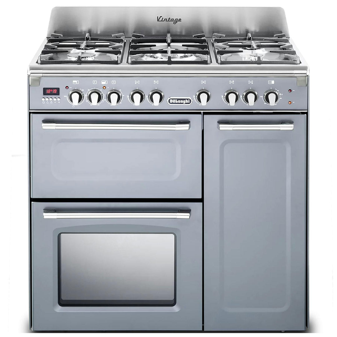 DeLonghi D3VR908DFSLA 90cm Wide Vintage Dual Fuel Range Cooker in Slate Grey