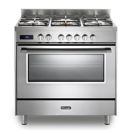 DeLonghi DSR927DFX 90cm Wide Space Dual Fuel Range Cooker in Stainless Steel