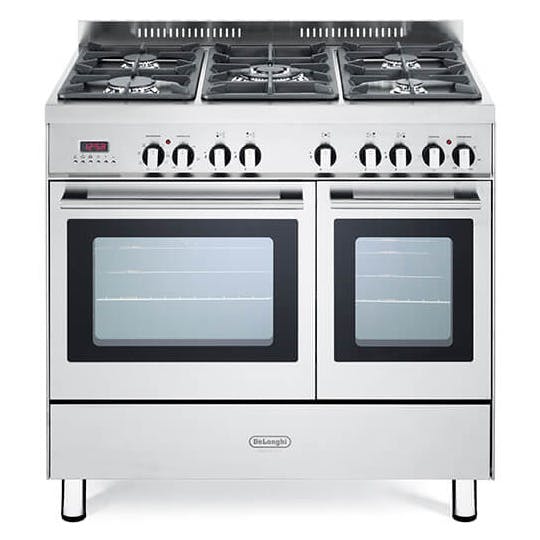 DeLonghi DTR906DF 90cm Wide Modern Dual Fuel Range Cooker in Stainless Steel