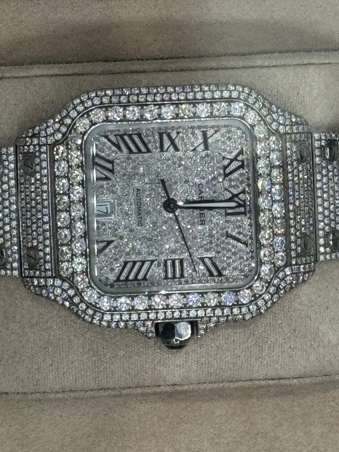 Cartier santos large 39mm -natural diamonds box and card AM