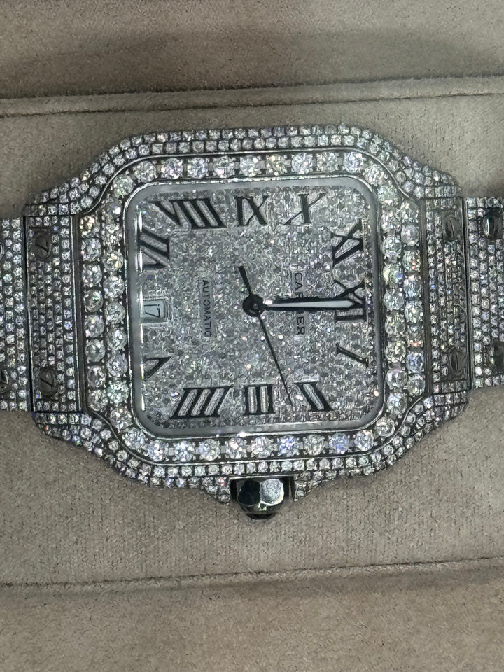 Cartier santos large 39mm -natural diamonds box and card AM