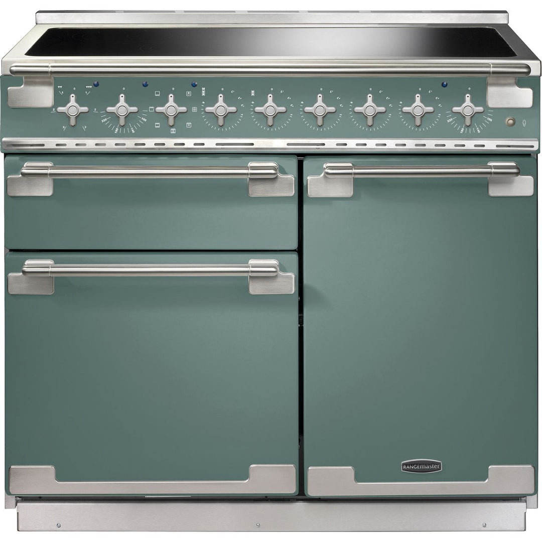 Rangemaster Elise ELS100EIMG 100cm wide Electric Range Cooker with Induction Hob - Mineral Green