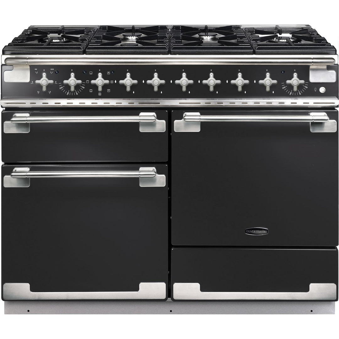 Rangemaster Elise ELS110DFFCB 110cm wide Dual Fuel Range Cooker with Gas Hob - Charcoal Black