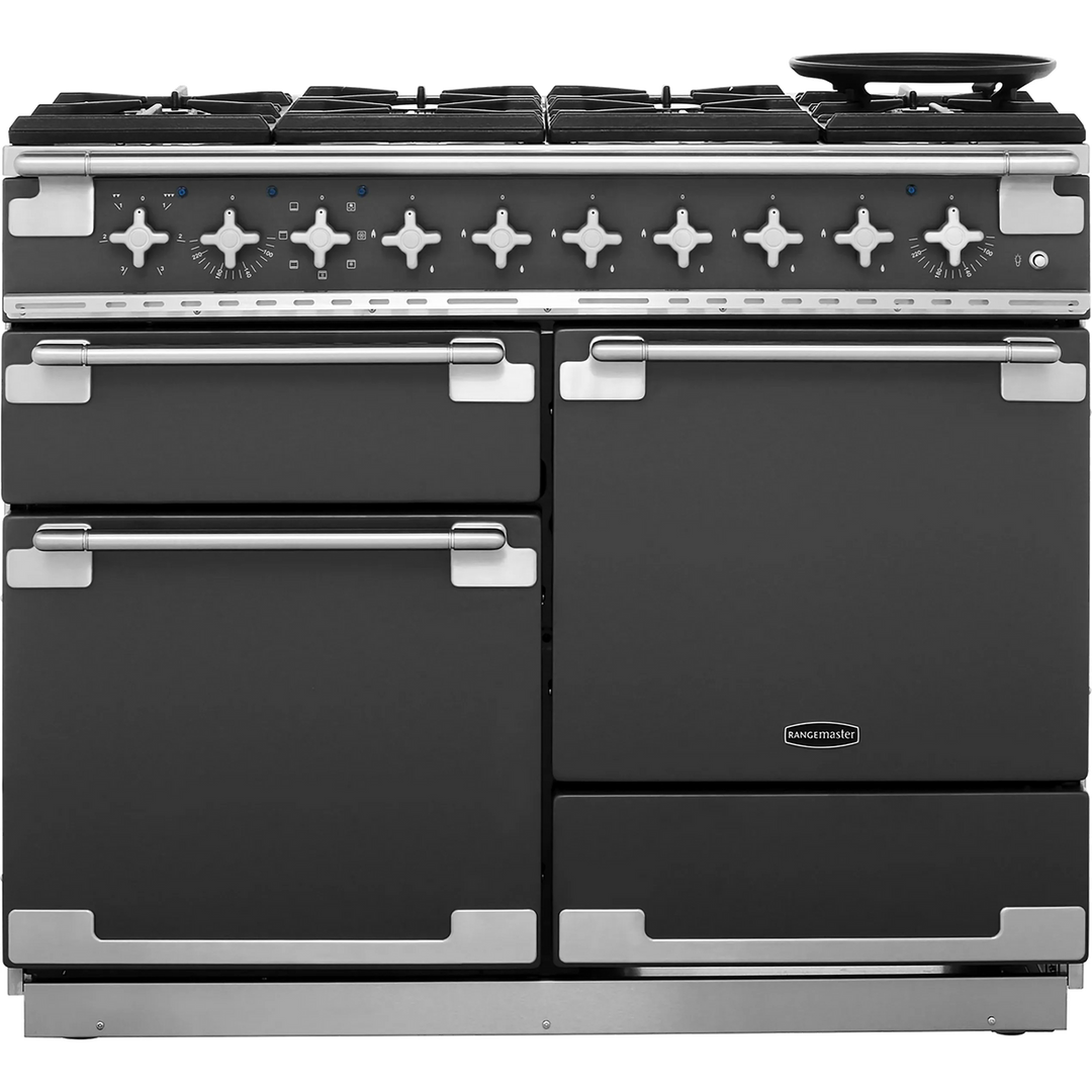 Rangemaster Elise ELS110DFFSL 110cm wide Dual Fuel Range Cooker with Gas Hob - Slate