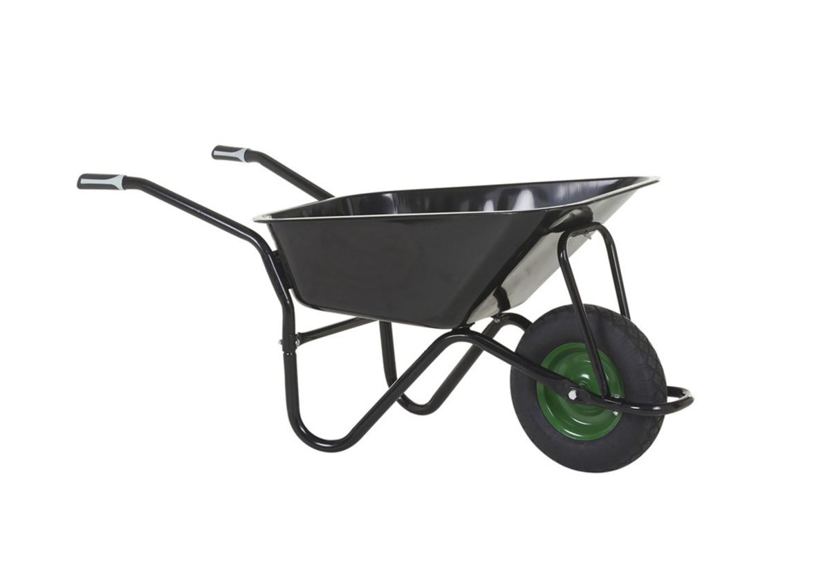 TieDex UK Steel Pneumatic Wheelbarrow, 80 L Load