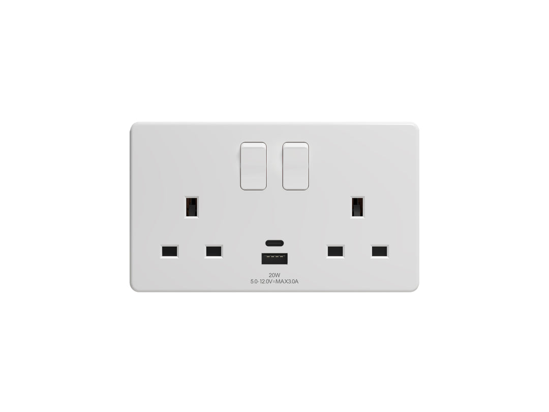 TieDex UK, 13A White 2 Gang Plug Socket, Plug Socket