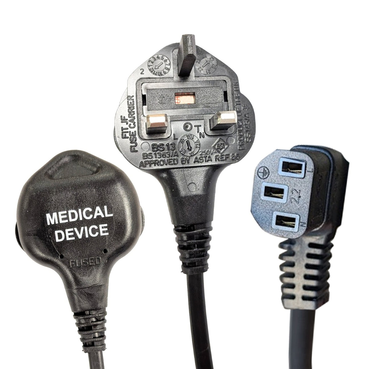 TieDex UK IEC C13 to BS1363 Power Cable Assembly, 2 m Black Polyurethane/PVC