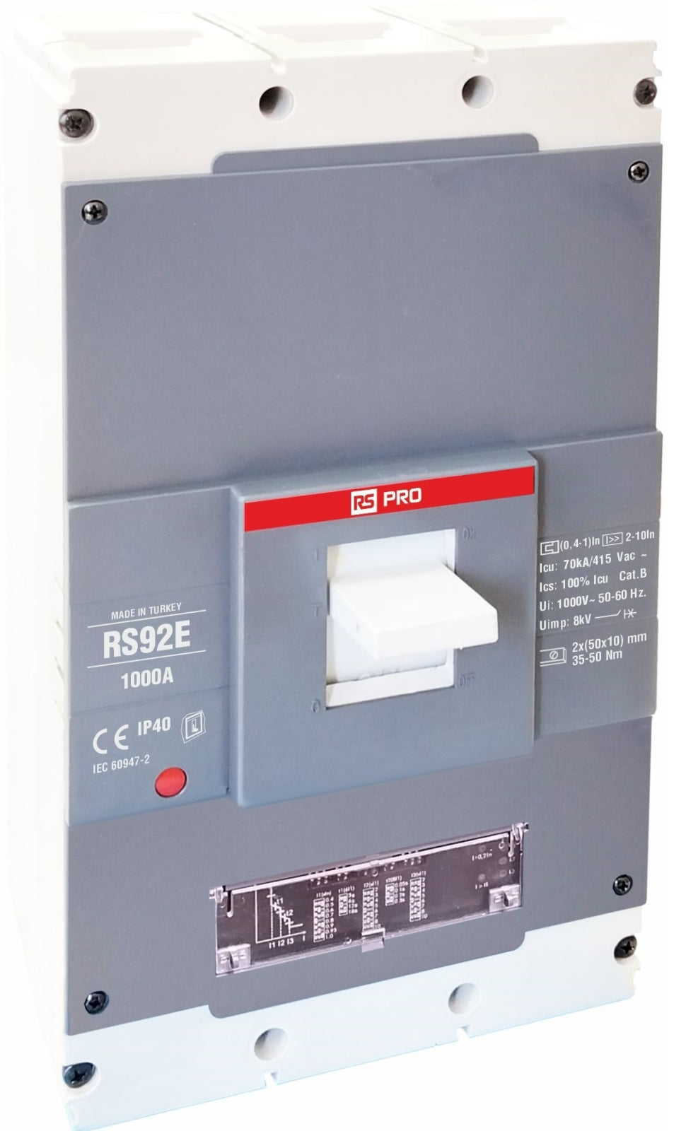 TieDex UK, RS Circuit Breaker 3-Pole 1kA, Breaking Capacity 70 kA, Panel Mount