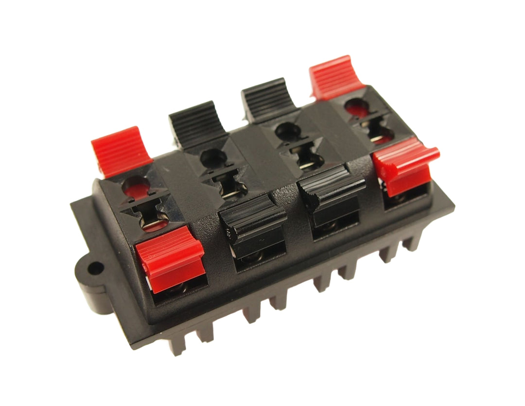 TieDex UK Straight Panel Mount Speaker Connector, 8 Way Black, Red, 7A, Push-in Terminal