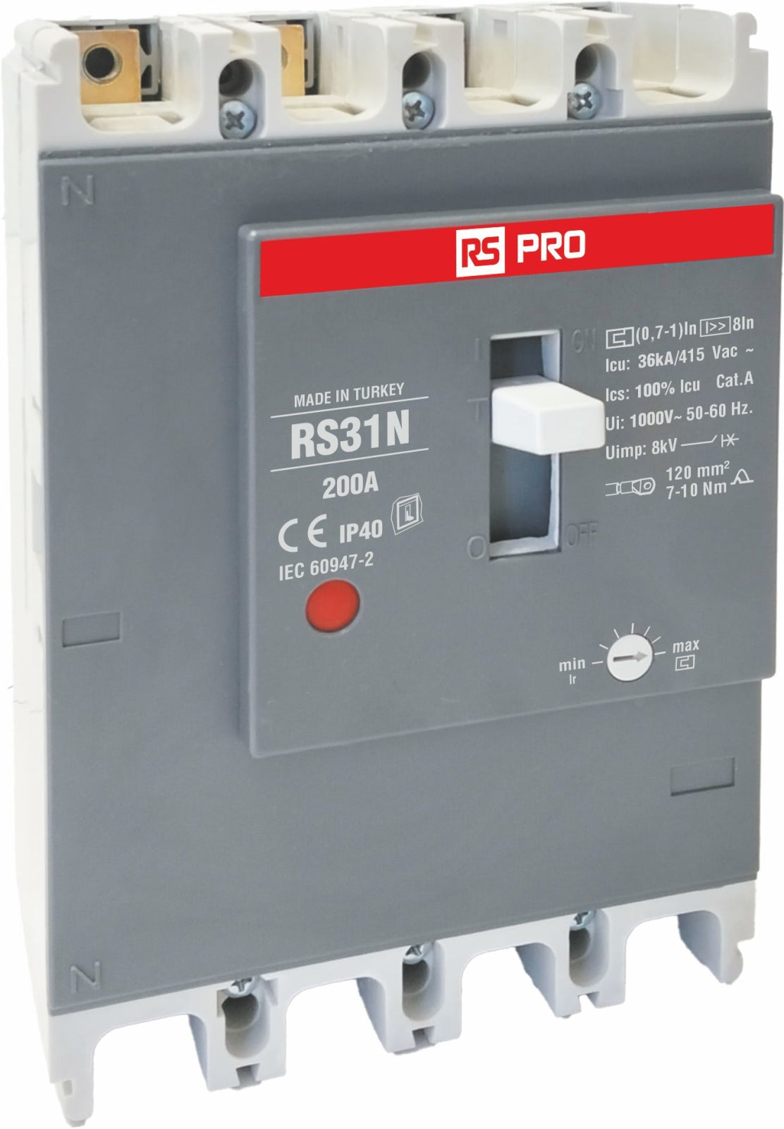TieDex UK, RS Circuit Breaker 4-Pole 200A, Breaking Capacity 36 kA