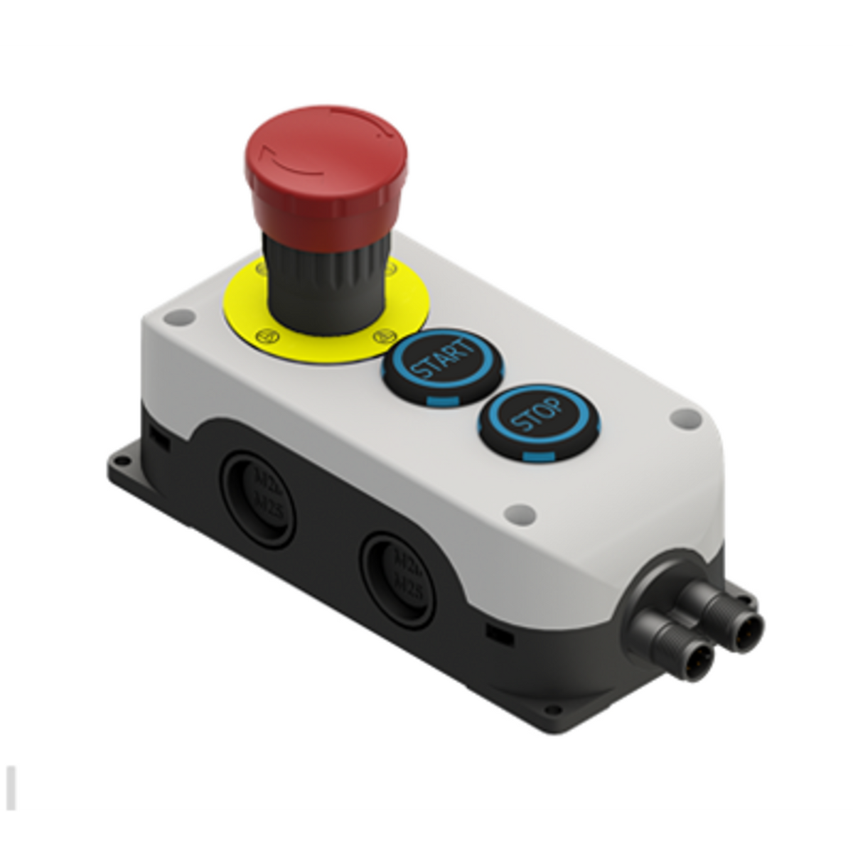 TieDex UK Momentary Control Station Switch - NC, NO, Polycarbonate, Black, Custom Inscription, IP67, IP69K