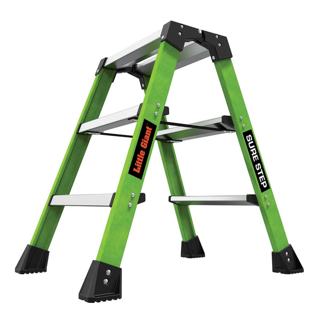 TieDex UK 3 Tread Aluminium, Fibreglass Step Stool 660mm Platform Height, Green