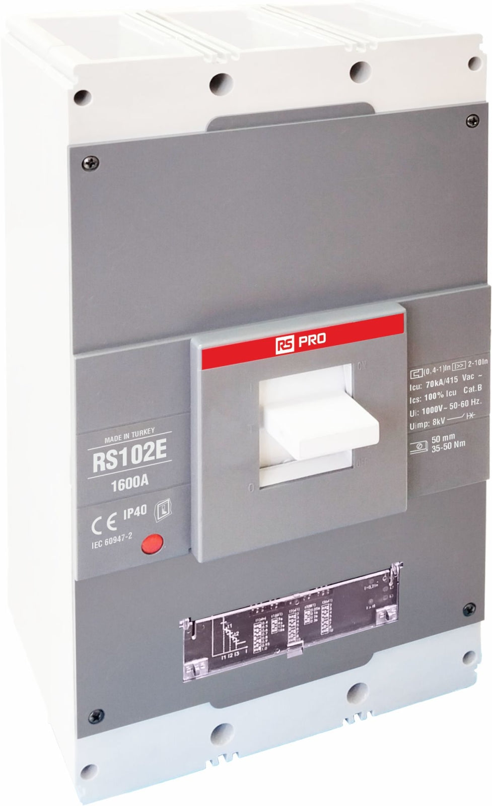 TieDex UK, RS Circuit Breaker 3-Pole 1600A, Breaking Capacity 70 kA, Panel Mount