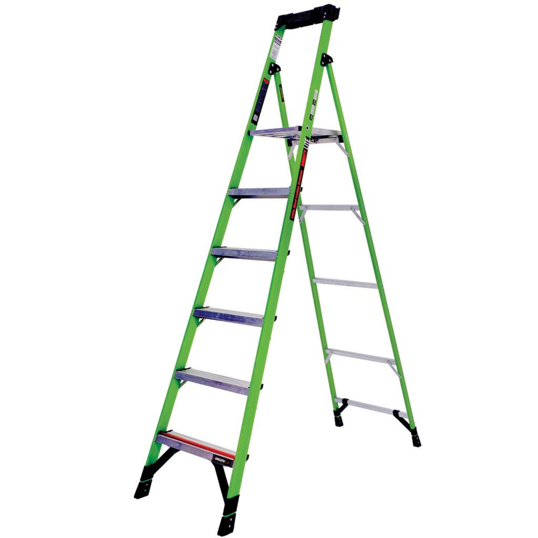 TieDex UK Fibreglass 6 steps Step Ladder, 1.705m platform height