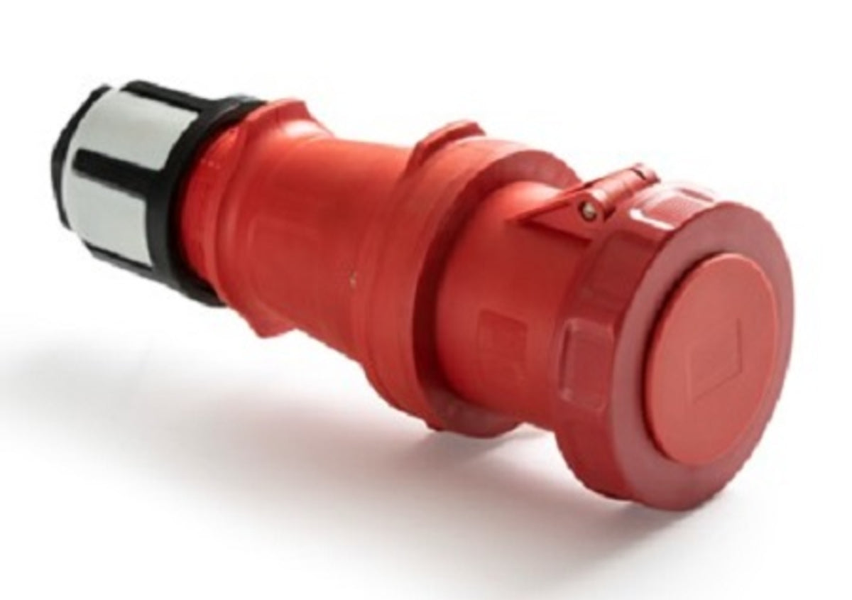 TieDex UK IP67 Red Cable Mount 3P+E Straight Plug, 125A, 415V ac