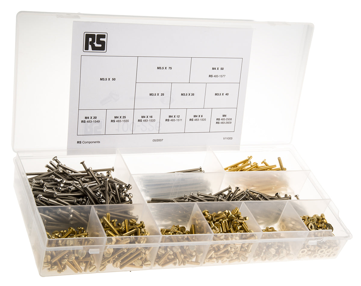 TieDex UK Steel, Brass 1250 Piece Slot Drive Nut & Washer Kit