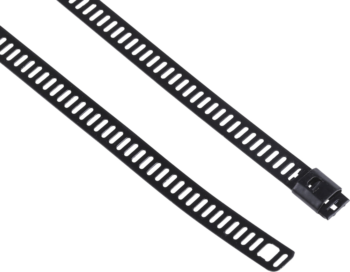 TieDex UK Cable Tie, Ladder, 610 mm x 7mm, Black Polyester Coated Stainless Steel